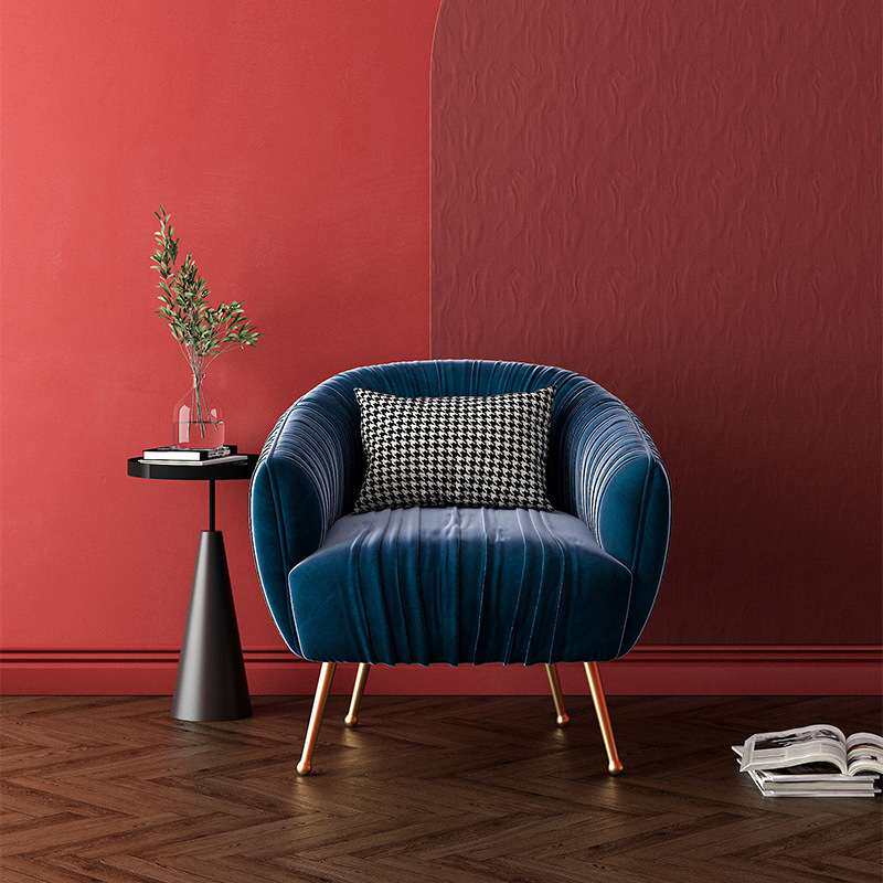 现代休闲单人布艺沙发美式简约小户型老虎椅客厅轻奢铁艺懒人沙发