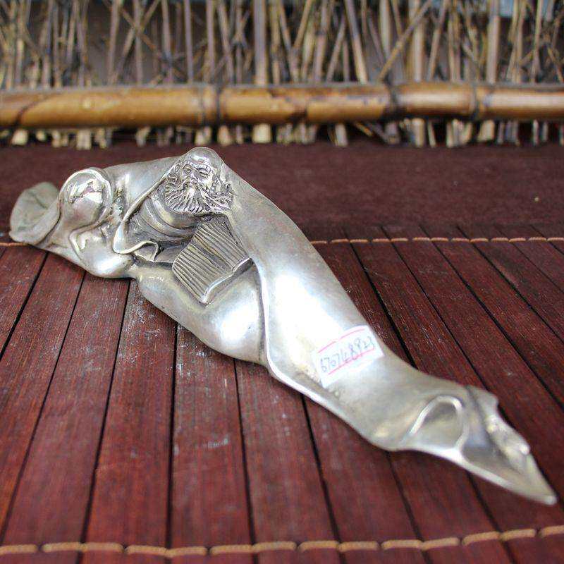 古玩杂项仿古铜器白铜书房居家摆件精品工艺用品达摩看书