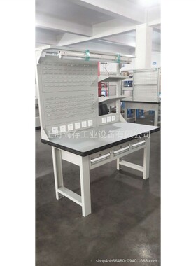 简存横三抽重型挂板工作桌 灰色复合台面钳工工作台 出口操作台