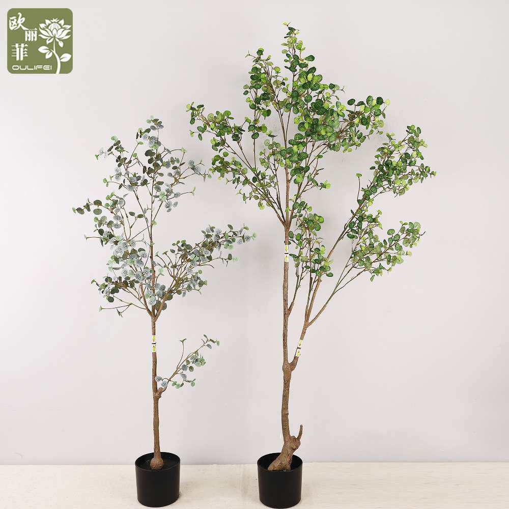 跨境拆分装海棠树高仿真北欧简约小叶落地装饰植物仿真树装饰摆件