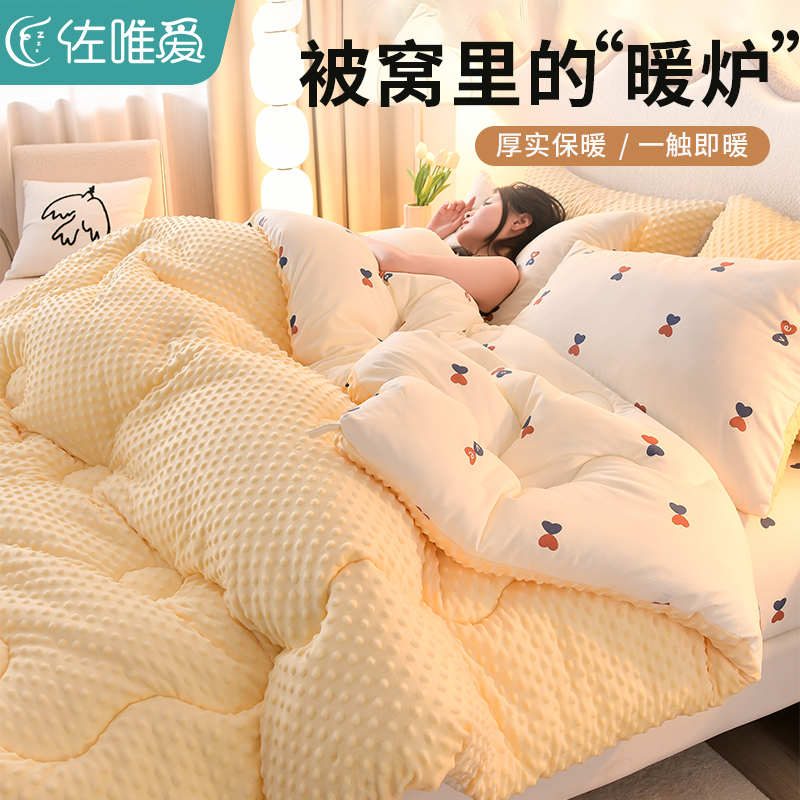 AB版豆豆绒被子2023新款冬季加厚棉被冬被宿舍学生单双Z人保暖被