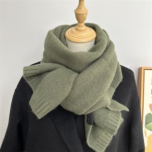 品质渠道货!日i系纯色针织黑色毛线保暖围脖冬季加厚男女学生情侣