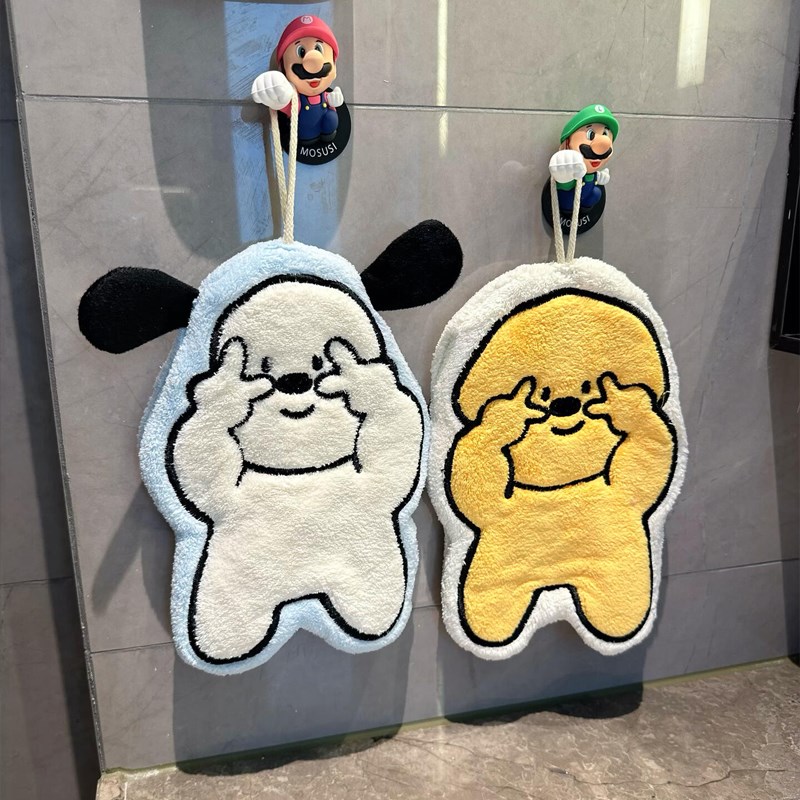 新家的100个快递比耶小狗擦手巾可挂L式厨房抹布可爱卡通毛巾