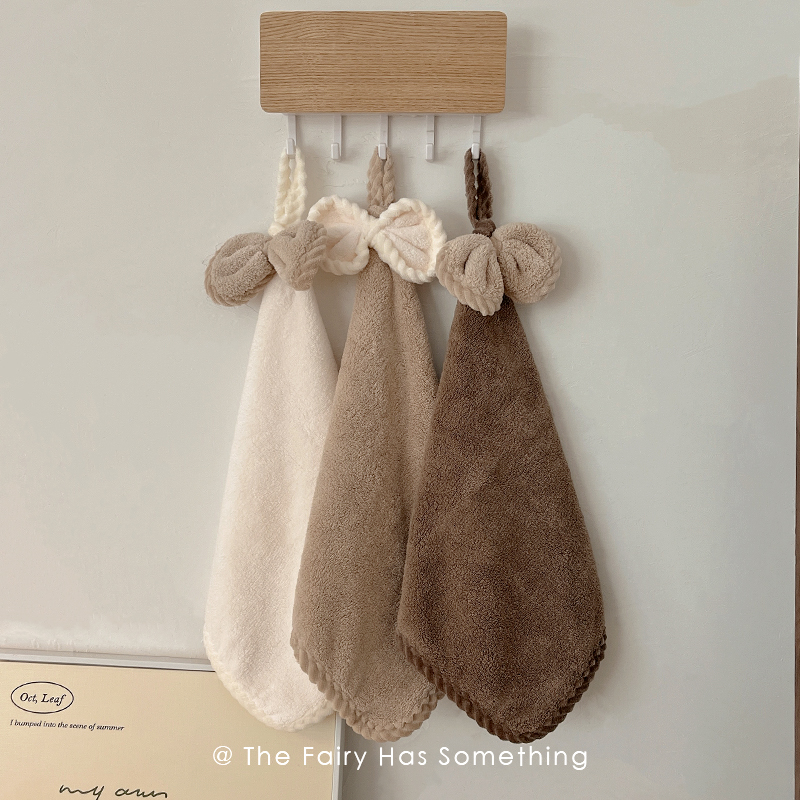 纯色擦手巾挂式吸水速干家用珊瑚绒厨房擦手小毛R巾卫生间插抹手