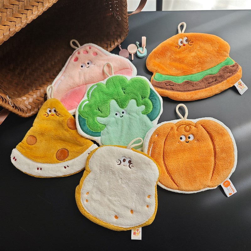 A类 可挂式擦手小手帕 珊瑚绒软毛巾I卫生间厨房吸水卡通手巾家用