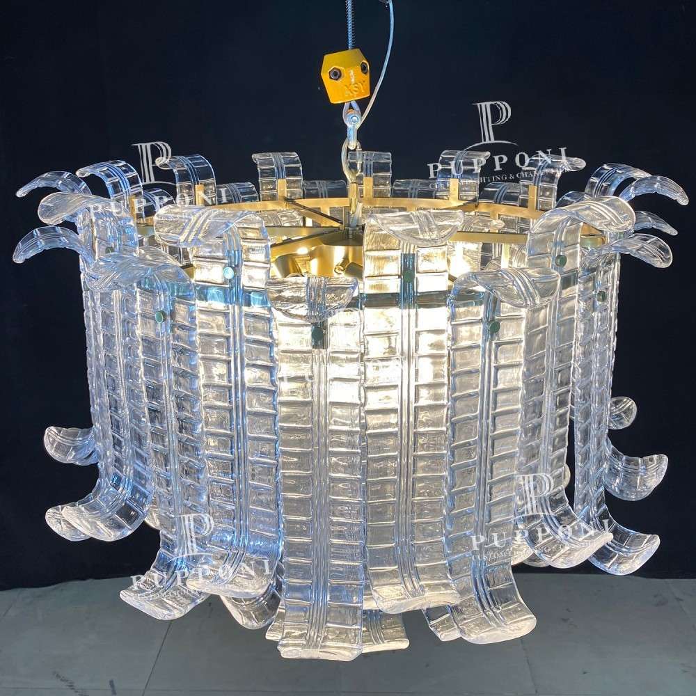 法式客厅穆拉诺轻奢别墅loft挑空复式手工水晶玻璃吊灯Chandelier
