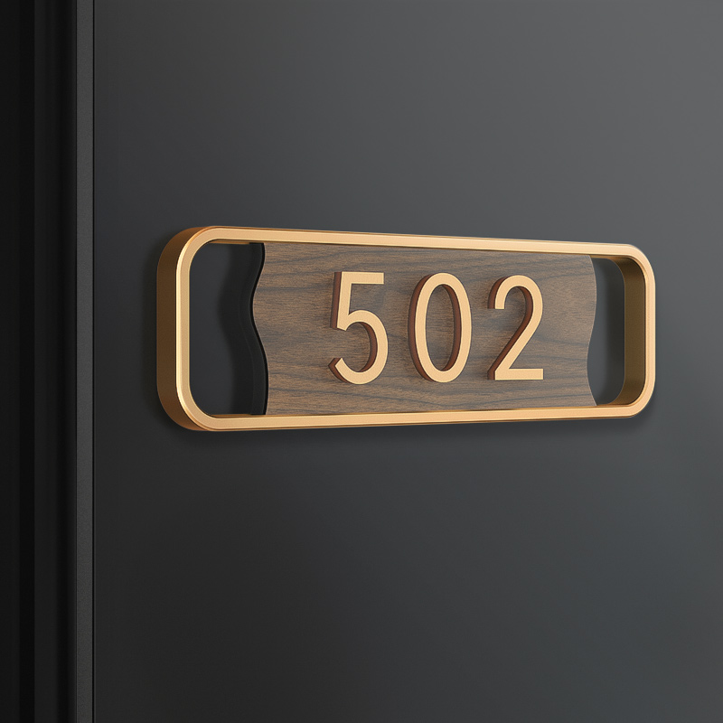 门牌号码牌定制家用门h牌号现代简约轻奢胡桃木酒店包厢宿舍住宅