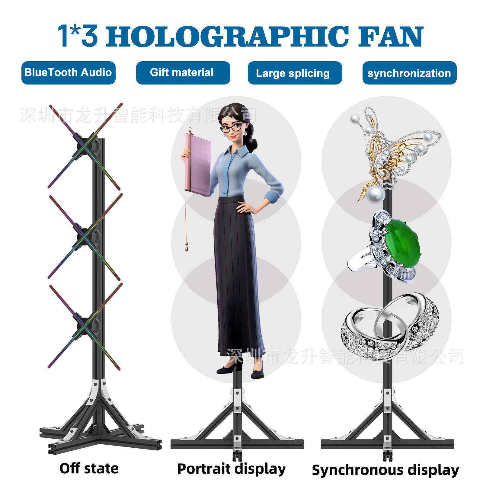 3d全息风扇祼眼广告机拼接联屏支架配套立式配件 3d hologram fan