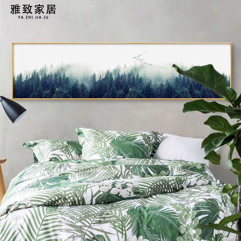 现代日式风景装饰画客厅沙发背景卧室床头画横版单幅北欧森林挂画