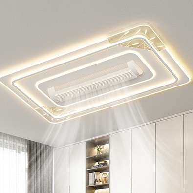 新款客厅主灯带风扇客厅灯长方形吸顶大灯全光谱中山灯具套餐组合