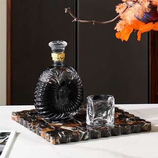 中古风复古餐厅餐边柜储物柜水吧台大理石托盘酒具装饰品托盘摆件