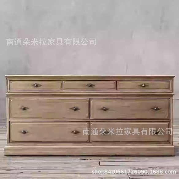 RH美式乡村复古实木斗柜玄关柜客厅边柜靠墙卧室收纳五斗床尾柜子