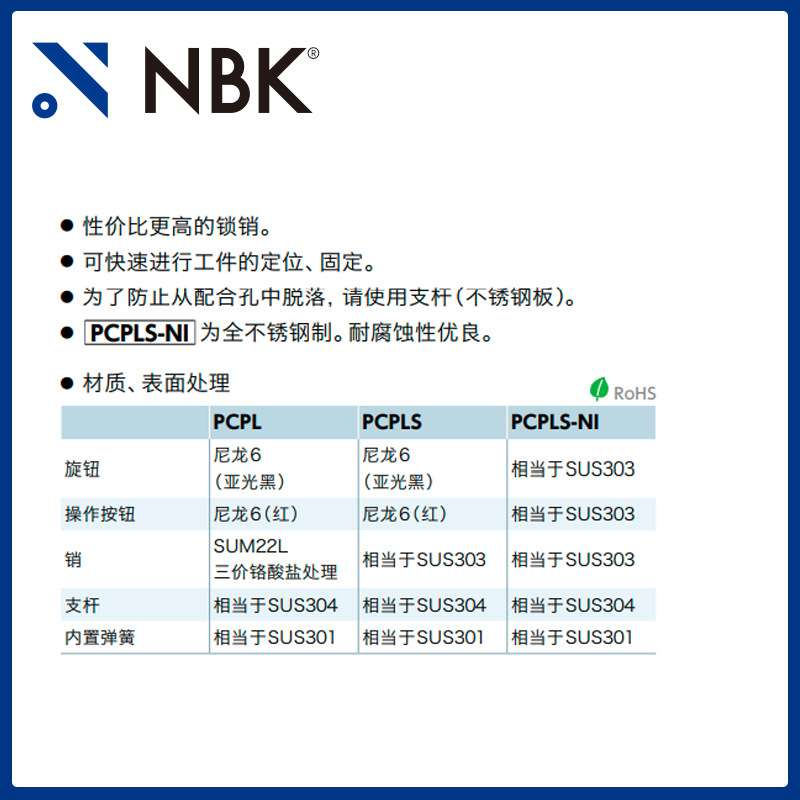 NBK PCPLS  尼龙不锈钢锁销 快速固定 机械配件零件厂家直供