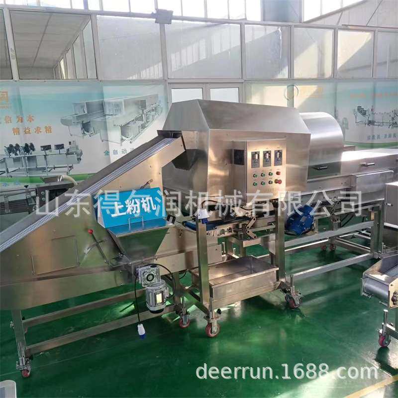 商用全自动不锈钢鸡腿上粉机 滚筒鸡排上粉机 茄盒藕盒炸货上粉机