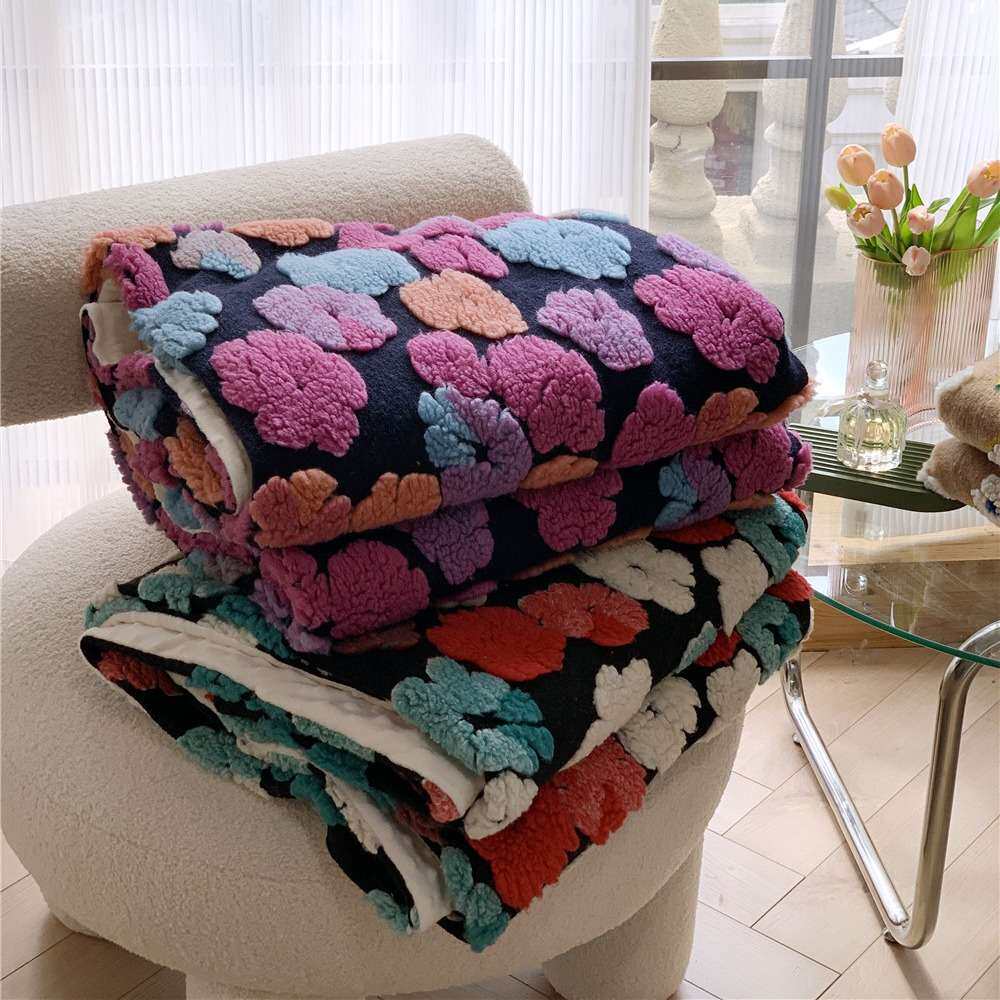 秋冬立体提花250g豆豆绒毛毯保暖冬季加厚办公室午睡单人盖毯