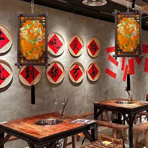 仿木雕塑料灯笼火锅店茶酒楼餐厅吊灯装饰门头中式餐馆装饰门面