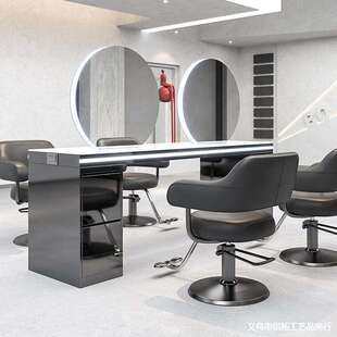 网红理发店烫染镜台发廊专用简约美发店剪发镜子单面双面一体桌子