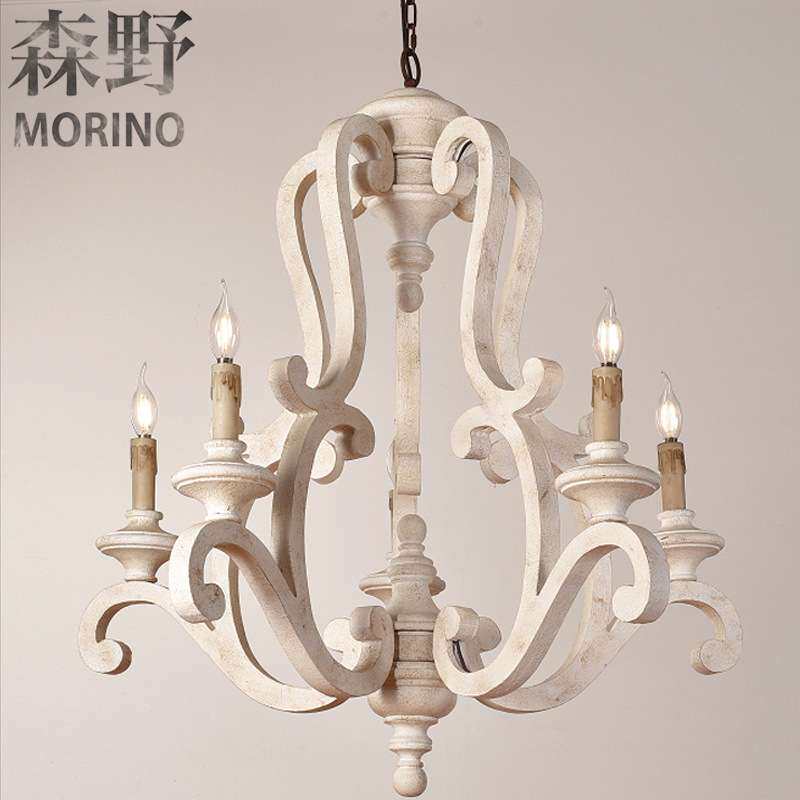 森野照明  美式乡村木头灯客厅卧室别墅民宿阳台创意法式木头吊灯