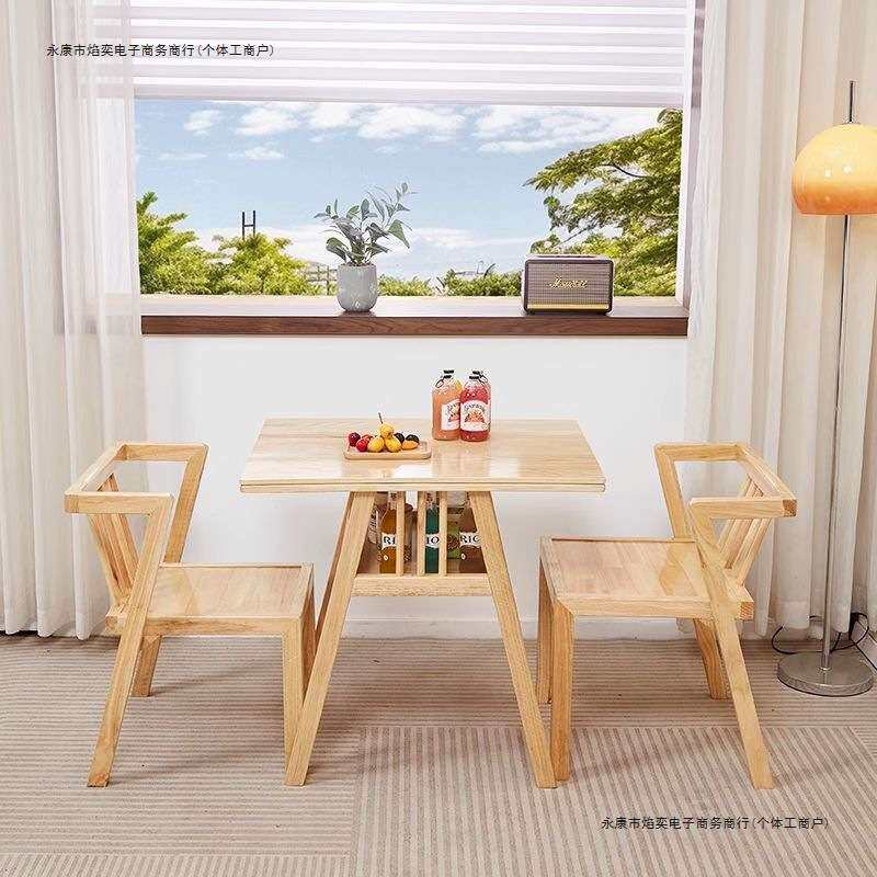 阳台白蜡木木桌椅三件套休闲桌椅家用小户型多阳台书桌多用途组合