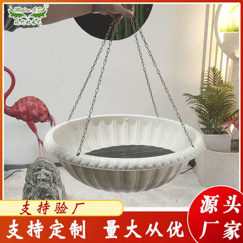 厂家直供立体垂直绿化花盆 绚烂组合铁艺花架道路两侧垂吊圆花盆
