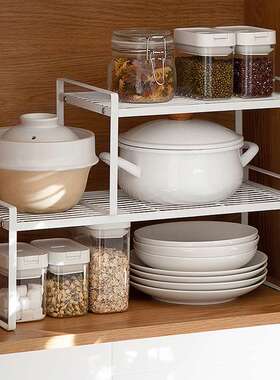 立恒 家居厨房免打孔分层落地调料架 家用厨房置物架收纳架分层架