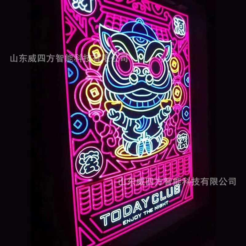 2021牛年新春商业街超市楼体亮化 酒店广告宣S传节庆大型灯饰画