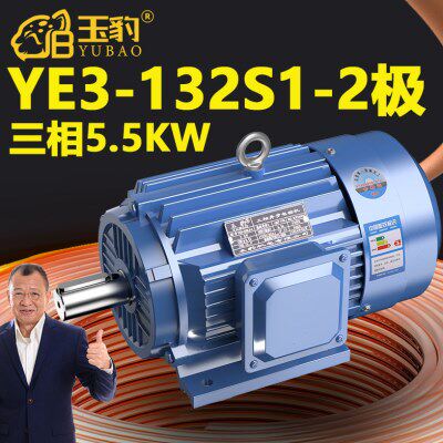 132S1-2极全新YE3系列三相异步电动机国标5.5KW电机380V三相全铜