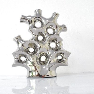 现代轻奢亮银色创意珊瑚造型陶瓷台面插花花瓶家居软装饰品摆件K,家居饰品,花瓶,淘宝优惠券,粉丝福利购,淘宝优惠卷