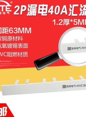 2P漏电40A汇流排 紫铜1.2*5 DZ47空开连接排C45断路器接线排KT008