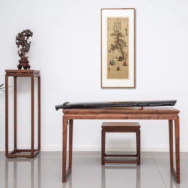 仿古小明式台琴共鸣琴国学桌老榆木台古琴桌凳实木画古典书法桌桌