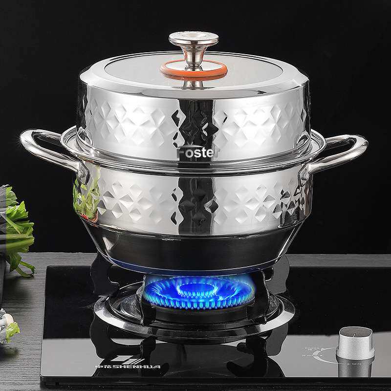 浮士德德比星钻双层蒸锅HG-1057加厚304不锈钢二层复底蒸锅
