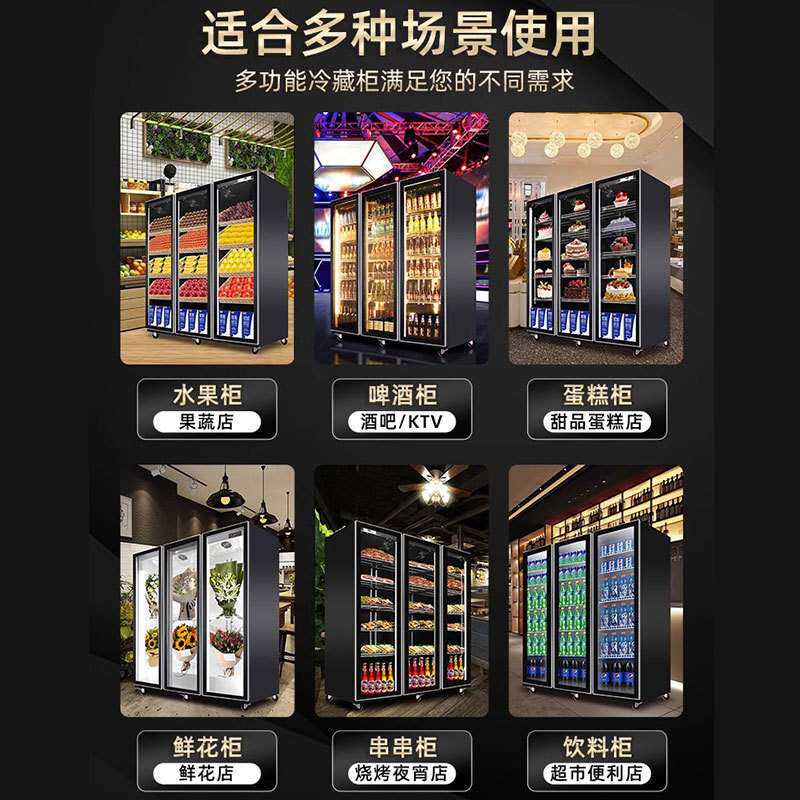 网红酒水柜商用大容量酒吧红酒柜KTV啤酒饮料风冷冷藏立式展示柜