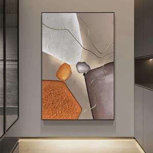 YSUK.ART《石来运转2》手绘立体肌理油画简约玄关客厅高级装饰画