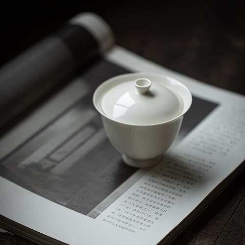 陶瓷手工二才盖碗 草木灰泡茶碗盖杯敬茶碗带盖泡茶器茶具