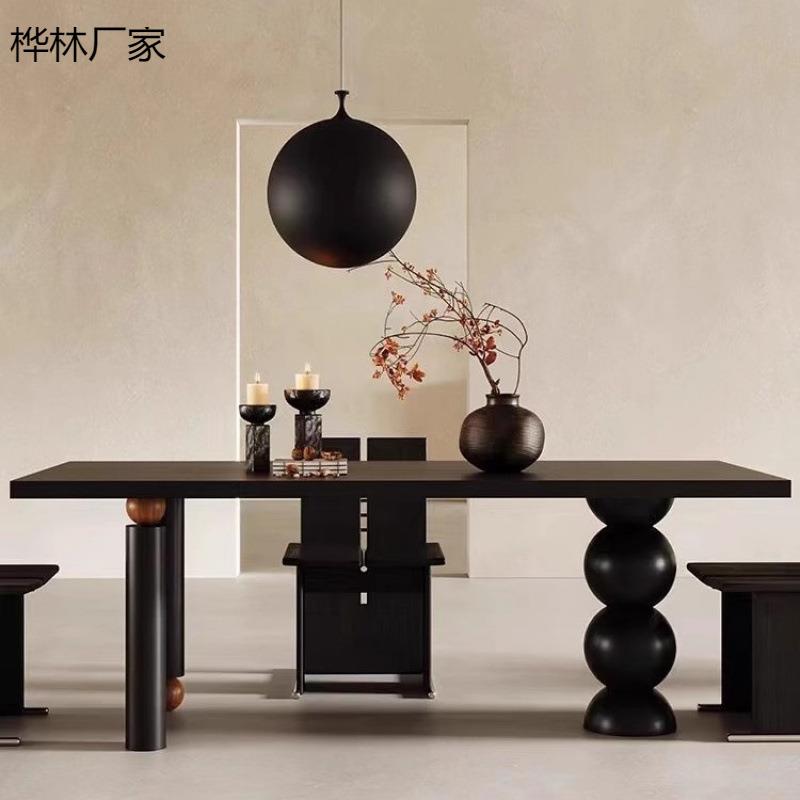 诧寂风实木餐桌家用客厅办公室工作台会客洽谈桌长方形茶桌书桌子