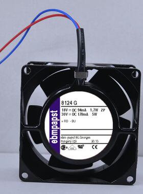 德国PAPST TYP 8124/8124G/8124K 18-30V 24V 8CM全金属直流风机