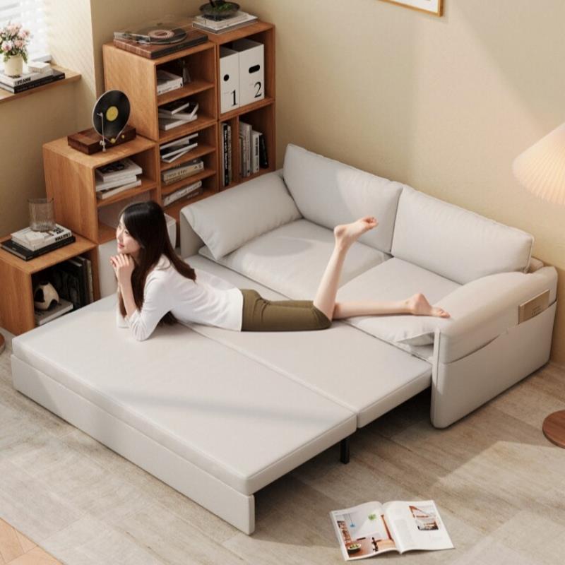 新款沙发床两用可折叠双人简约小户型客厅大象耳朵中古风沙发床