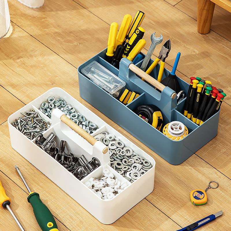 家用工具收纳箱大容量手提五金配件螺丝分格收纳盒杂物篮整理盒