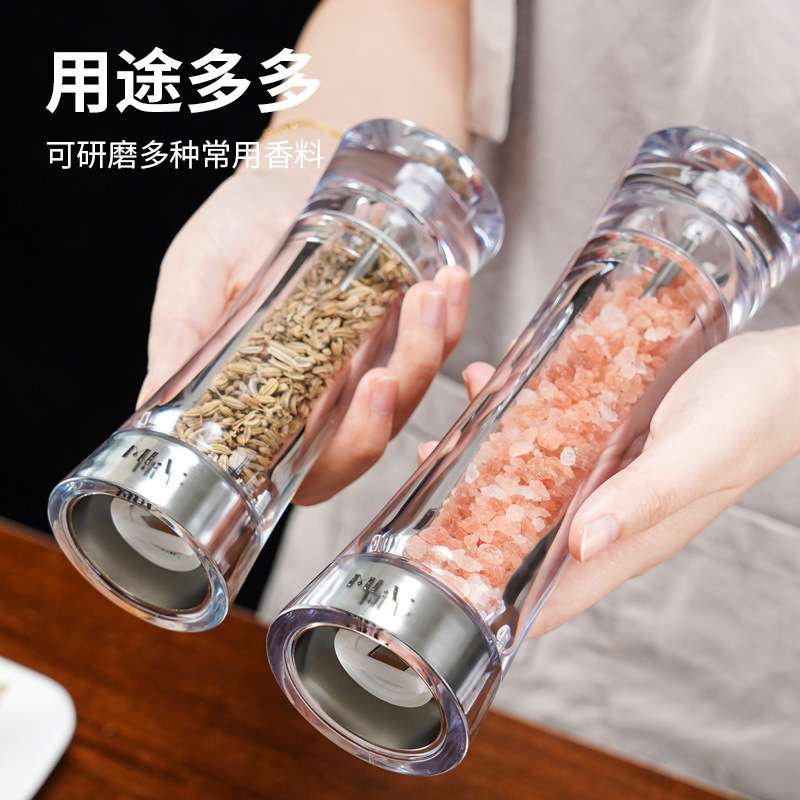 陶瓷芯手动透明PC黑胡椒研磨器西餐工具胡椒粒椒磨碎瓶碾磨胡椒