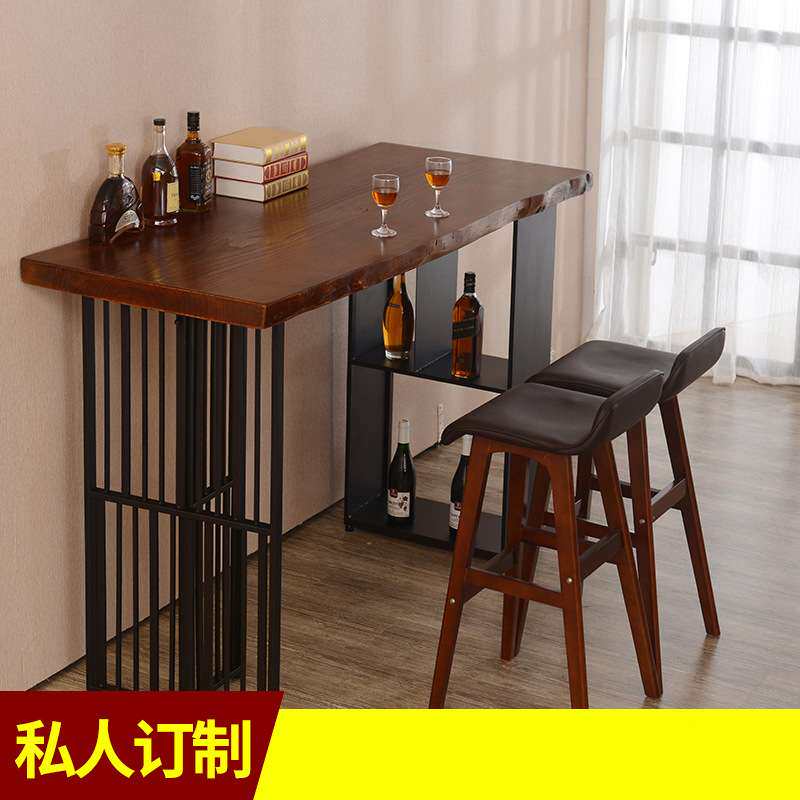 美式实木吧台家用客厅隔断吧台桌酒吧餐厅咖啡厅厨房靠墙桌高脚桌