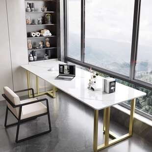 岩板长桌子靠墙书桌极简家用阳台卧室床边桌工作台办公电脑桌