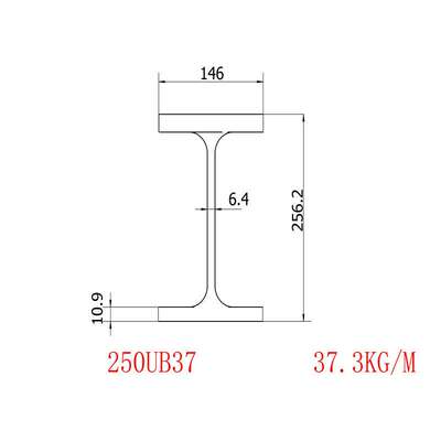 澳标H型钢250UB37.3规格256.2*146*6.4*10.9材G350理算重量