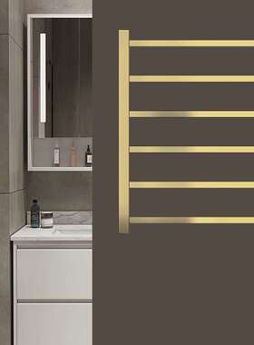 ozon智能电热毛巾架浴室触屏定时加热浴巾架金色碳纤维毛巾烘干架