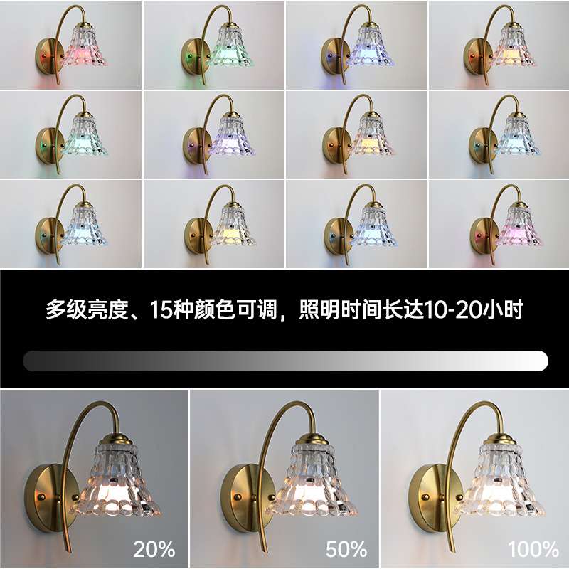 led磁吸幻彩遥控定时调光床头led台灯室内壁灯氛围小夜灯E27灯泡