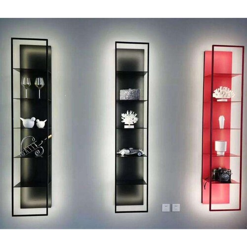 铁艺装饰架客厅层板收纳展示架创意发光墙上置物架杂志架壁挂墙面