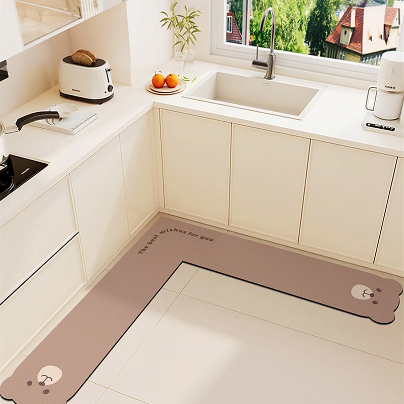 厨房地垫20f25新型硅藻泥防滑防油专用地垫l型吸水地毯可擦可洗