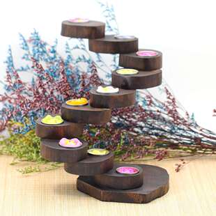 泰式东南亚烛台个性折叠蜡烛台复古创意木质10层步步高旋转台