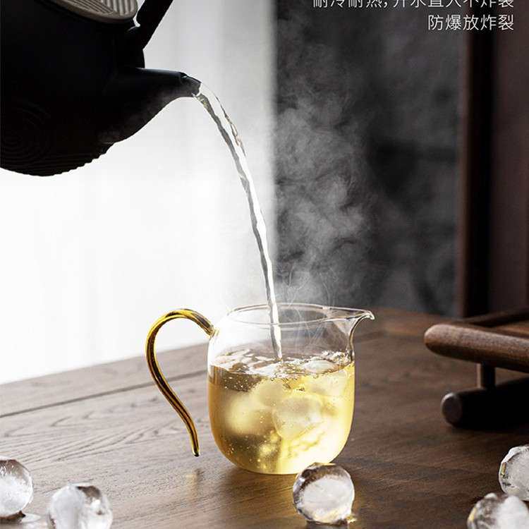 不觉堂玻璃公道杯带把手防烫手工透明公杯高档高硼硅耐热分茶器