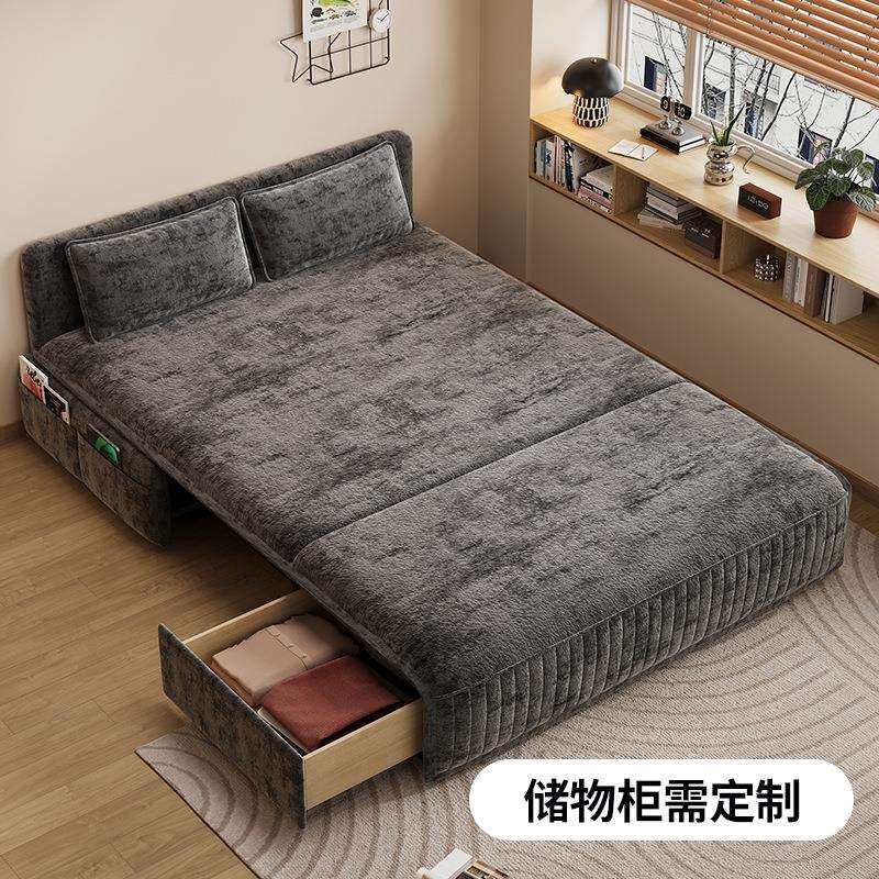雪尼尔电动智能多功能沙发床小户型卧室可折叠单人双人两用伸缩床
