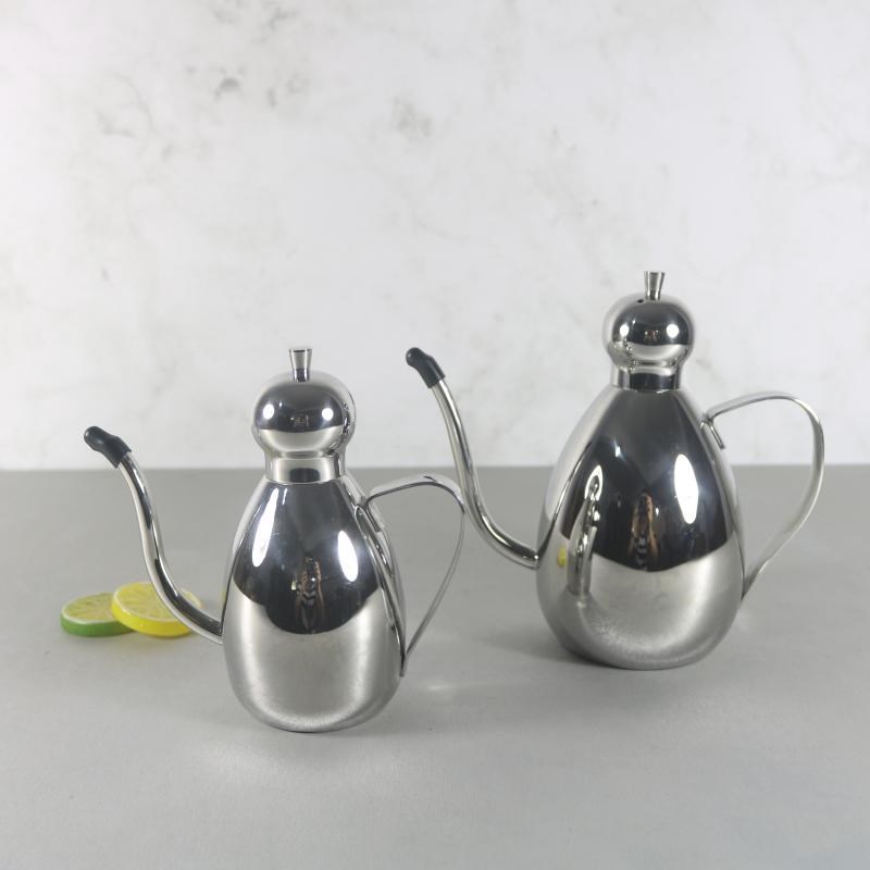 304加厚款不锈钢油壶细嘴防y漏鼓形多用油瓶调味瓶罐厨房用品油罐